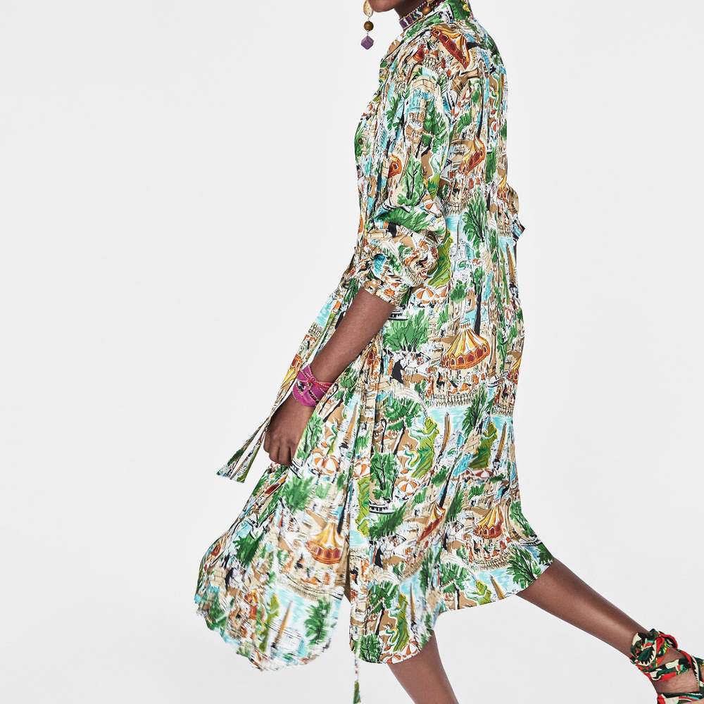 Zara woman postcard midi dress